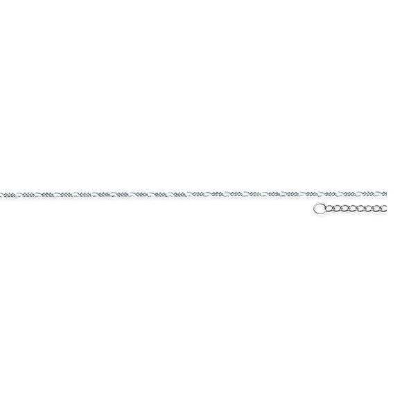 14K White Gold Figaro Adjustable Anklet